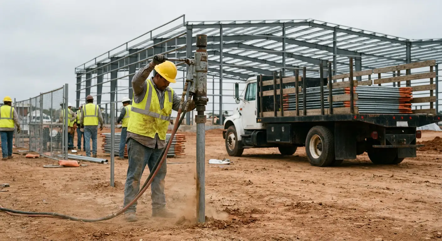 Industrial fencing installation site in Beaumont, CA