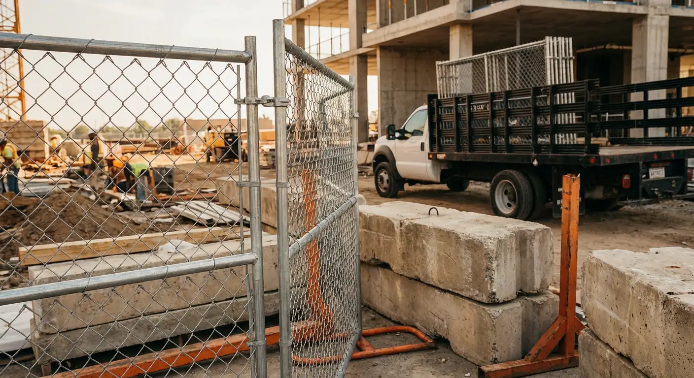 Commercial temporary fencing installation site in Beaumont, CA