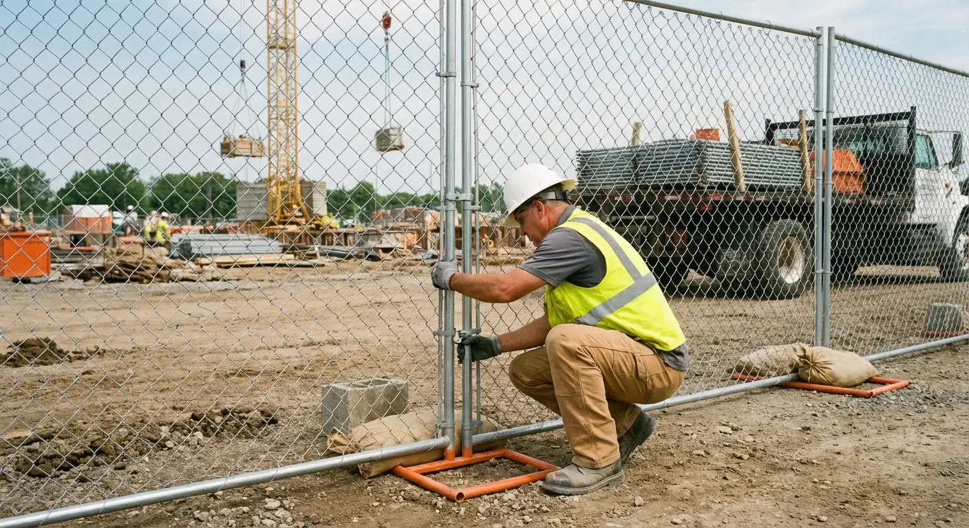 Comparison of professional fencing solutions versus DIY risks on a construction site in Beaumont, CA