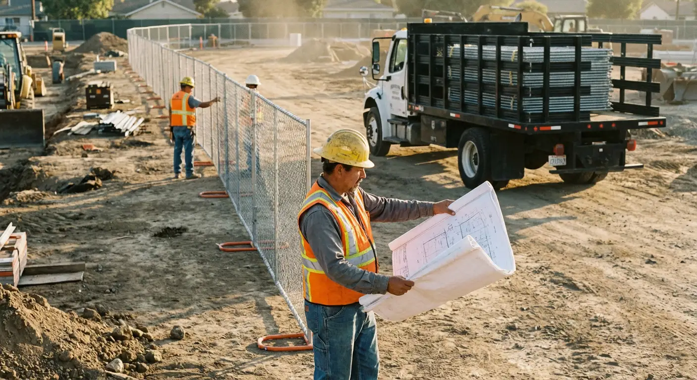 Post-driven fencing installation site in Beaumont, CA