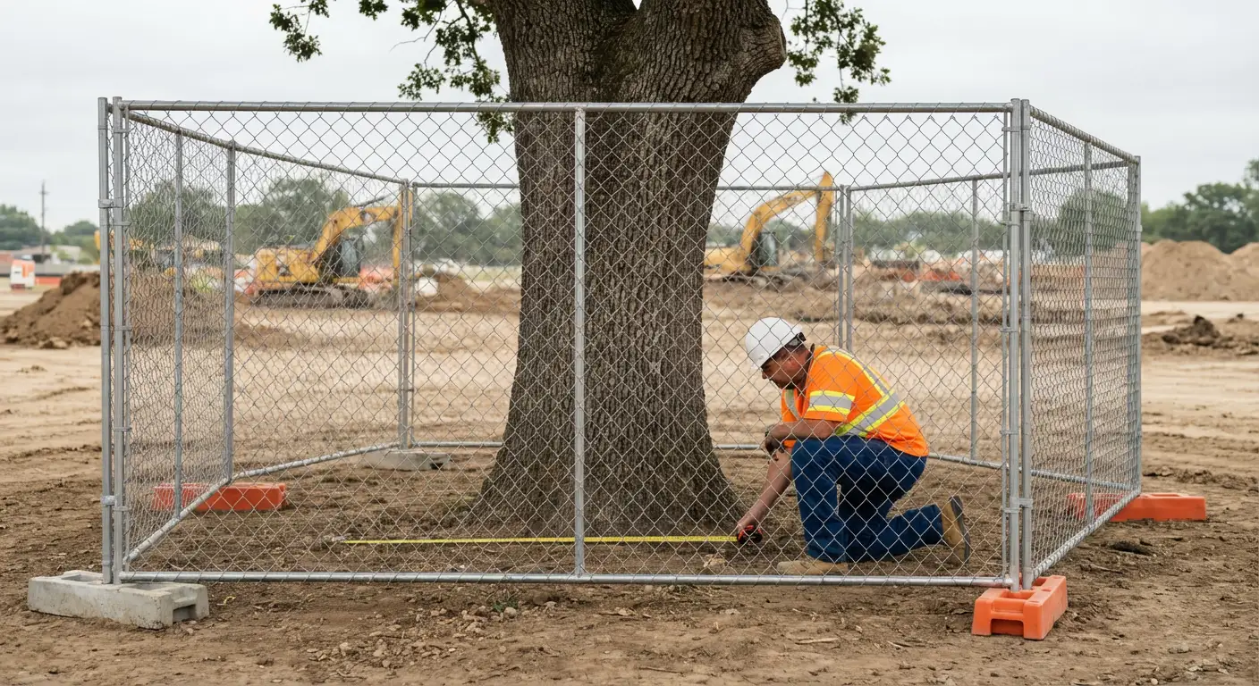 Tree protection zone fencing installation in Beaumont, CA