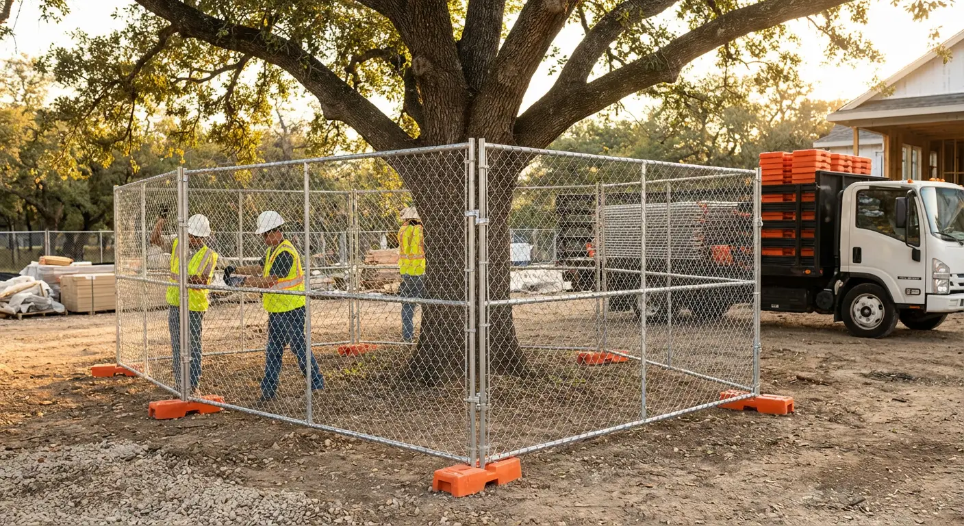 Tree protection zone fencing background in Beaumont, CA