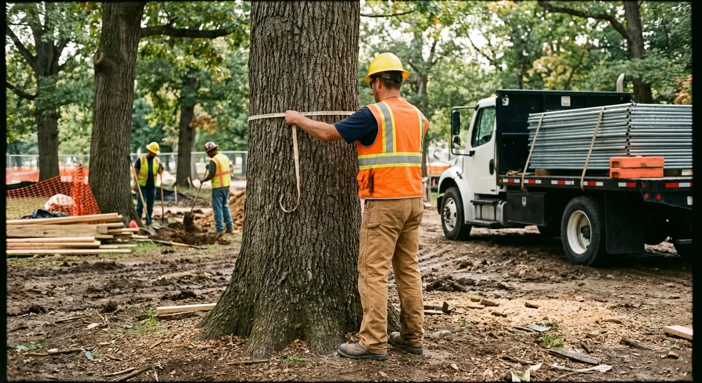 Tree protection zone fencing installation in Beaumont, CA