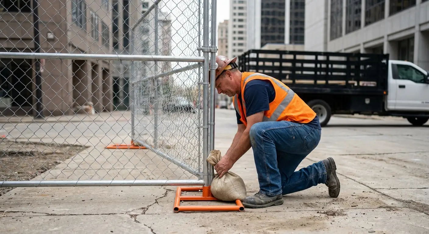 Temporary fence installation in Downtown Beaumont area