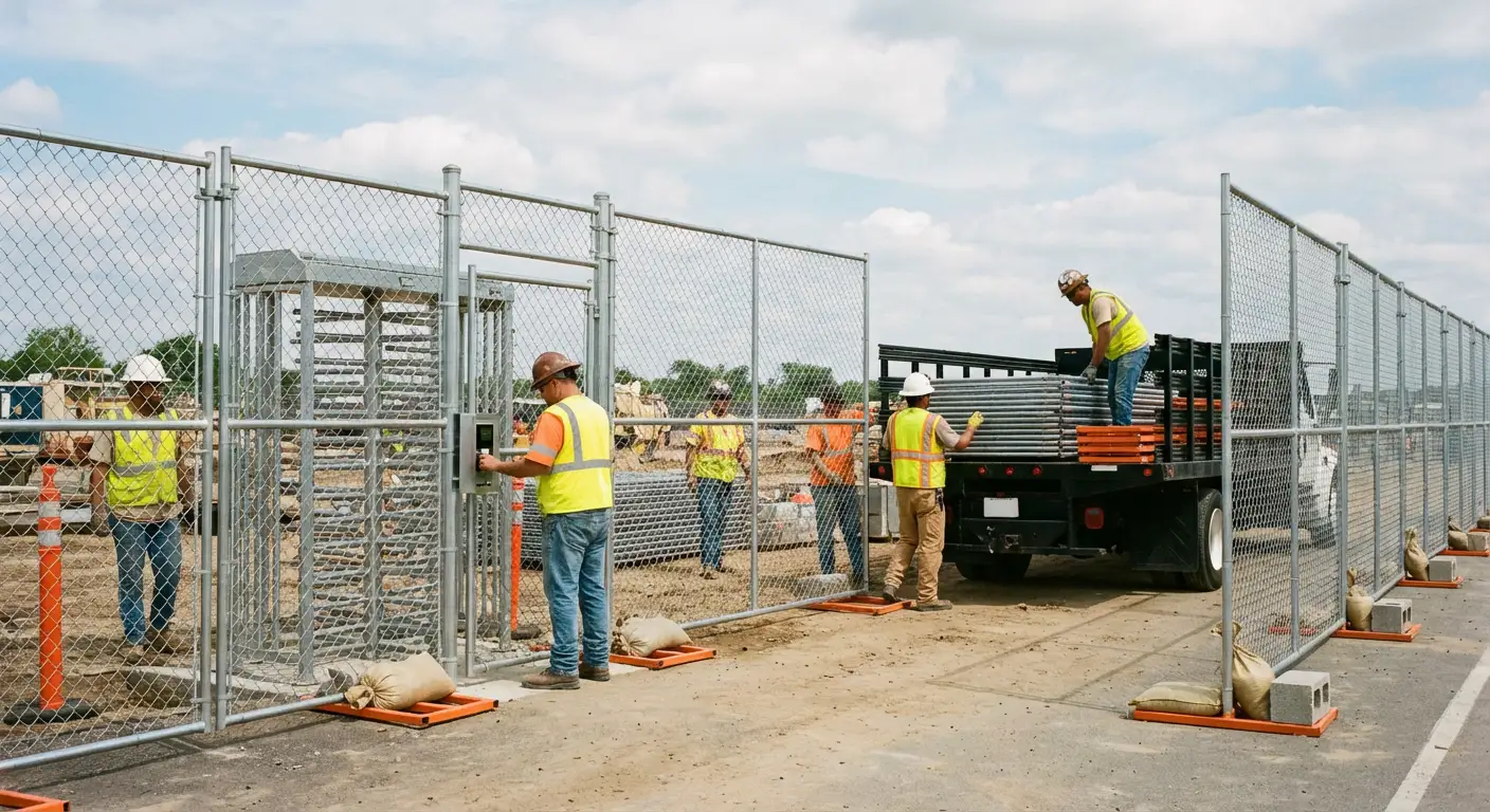 Secure construction site with temporary fencing in Beaumont, CA