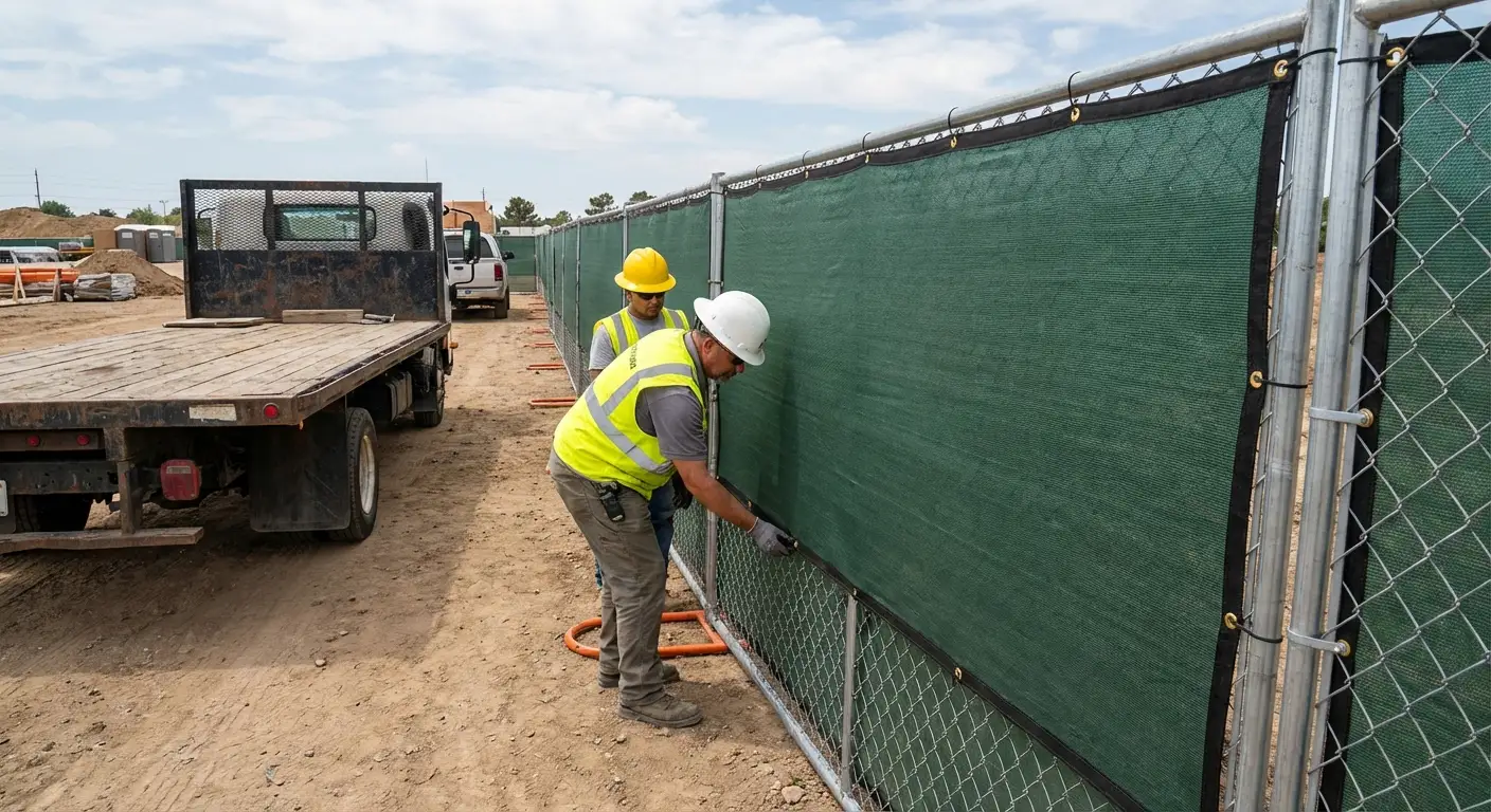 Temporary fence and barricade delivery truck in Beaumont, CA