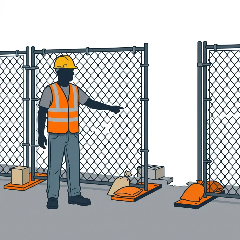 Diagram illustrating common construction site perimeter vulnerabilities in Beaumont, CA